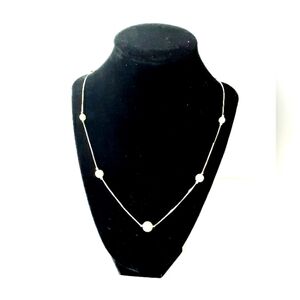 23 Inch Silvertone Connecting Pearl Necklace